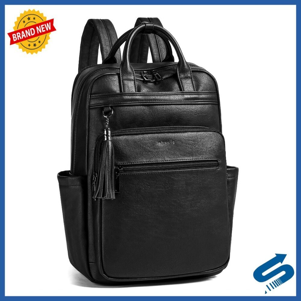 Leather Laptop Backpack Vegan Professional Business Travel College Work Purse